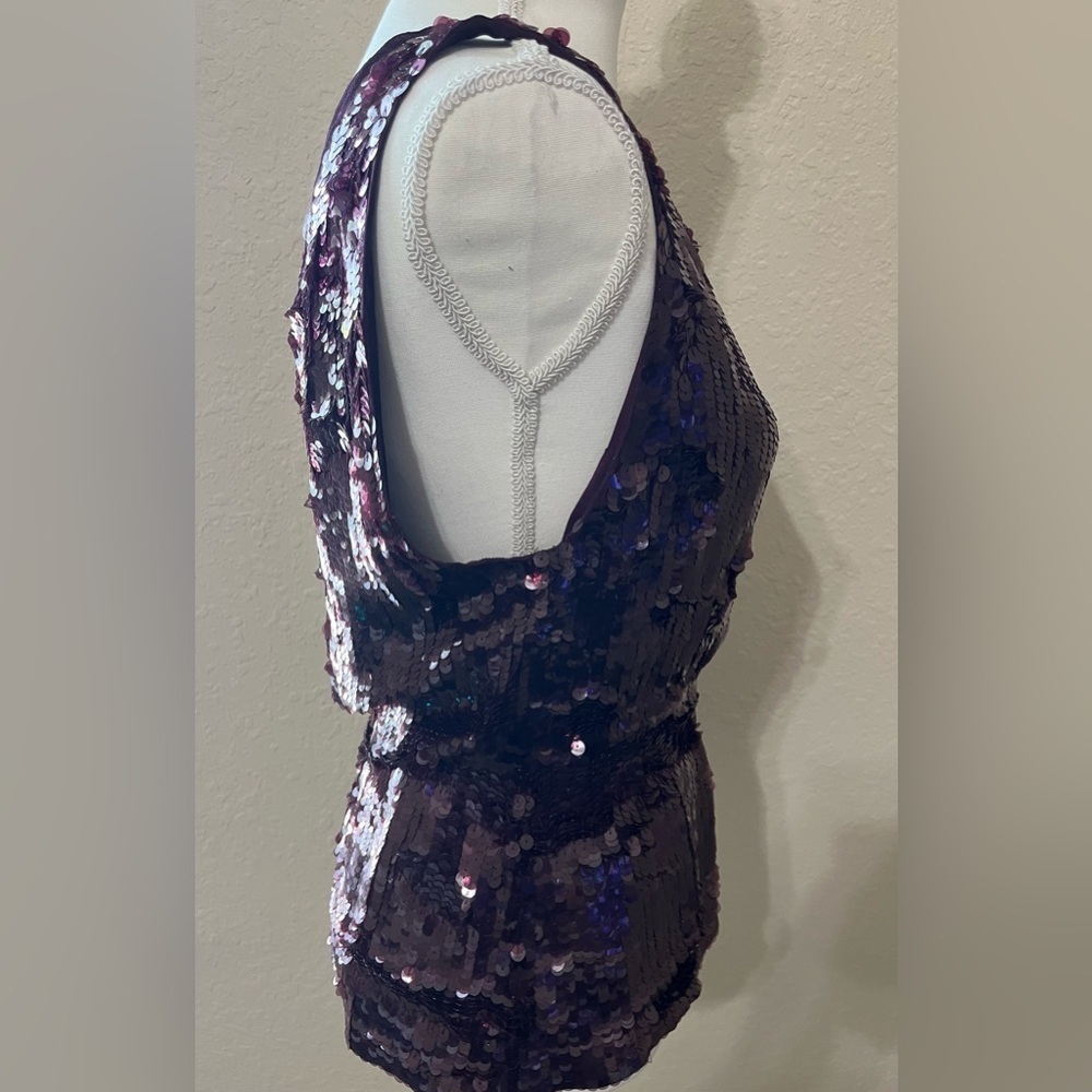 Alice + Olivia Sequin Peplum Silk Illusion Top - Picture 6 of 7